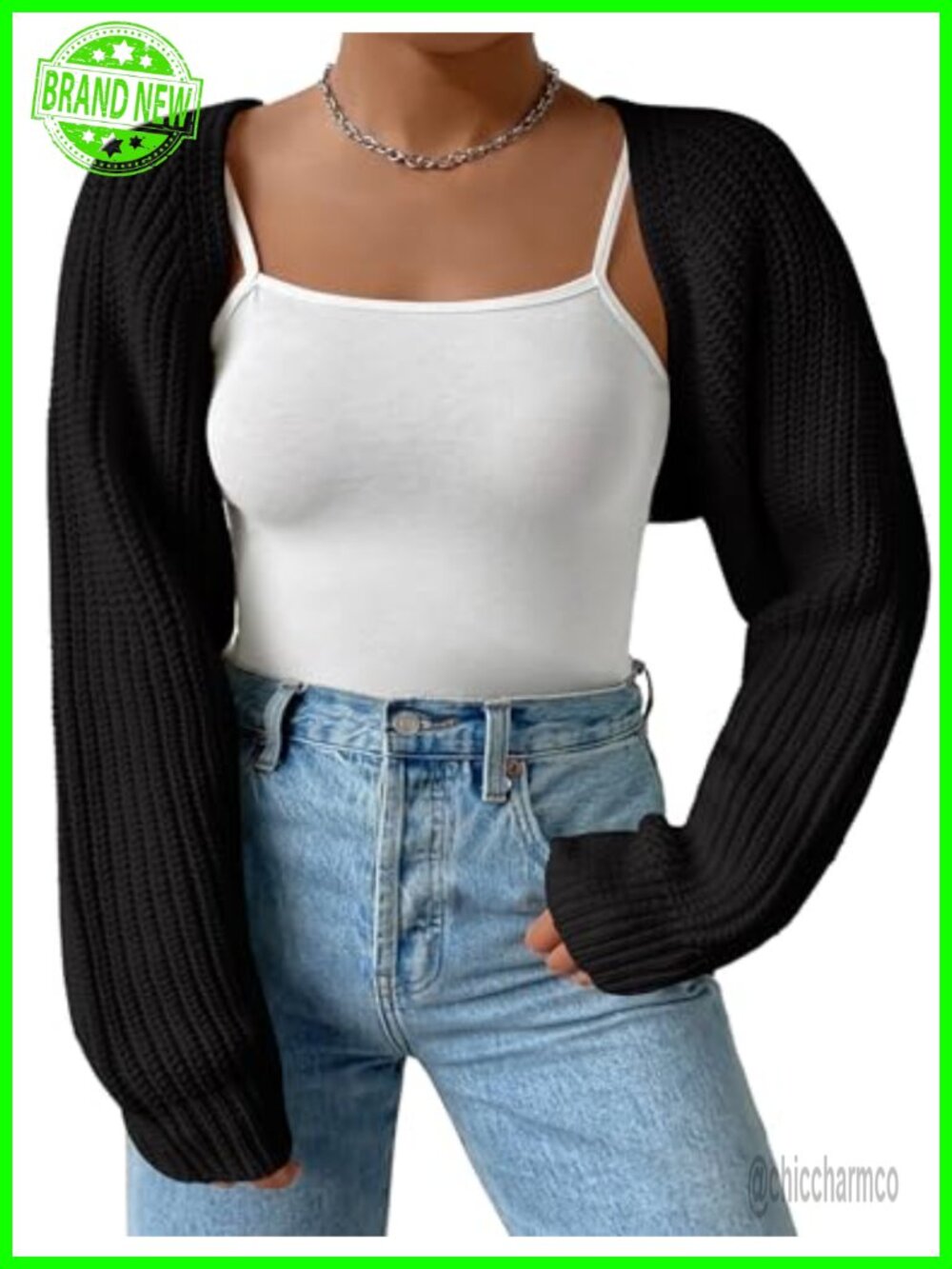 Womens Plus Size Long Sleeve Open Front Crop Cardigan Ribbed Knit Shrug